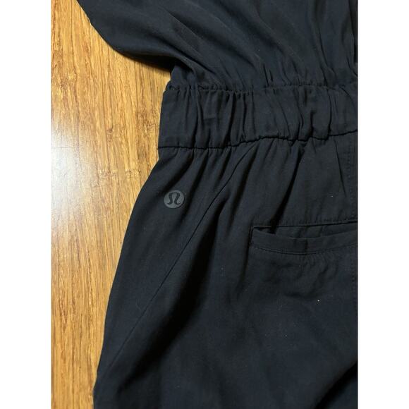 Lululemon Perfectly Poised Short Sleeve Jumpsuit Black Button Henley‎ Size 2 - Picture 6 of 11